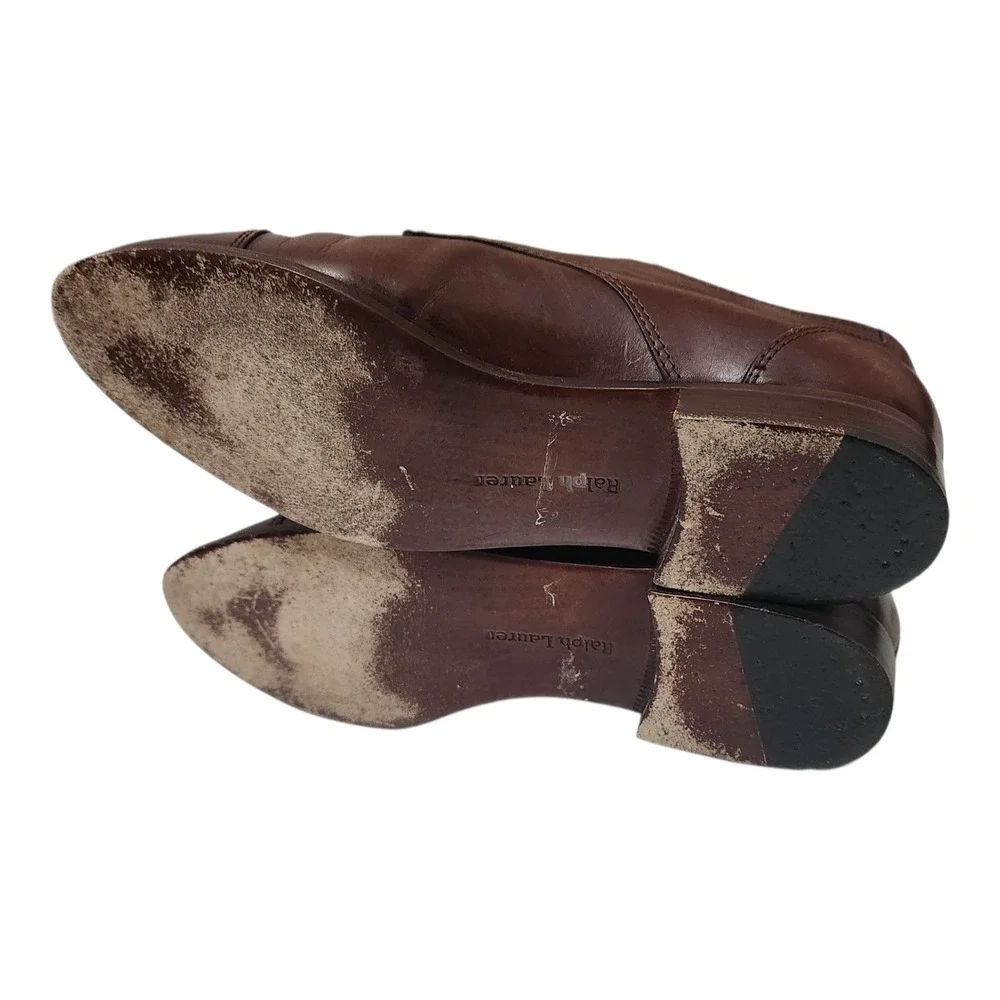 Ralph‎ Lauren Kids Brown Leather Cap Toe Oxford Dress Shoes Made in Italy 7B